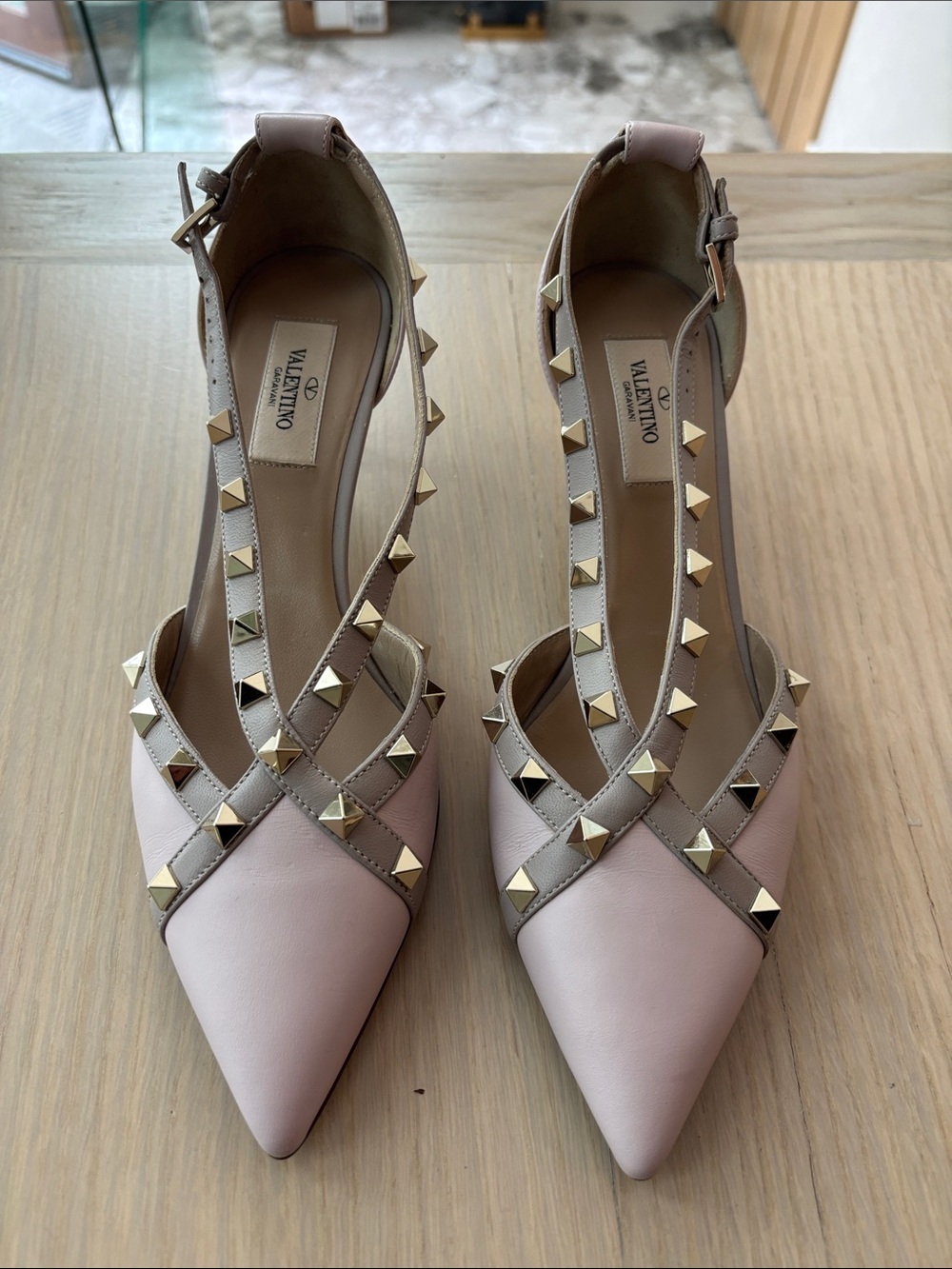 Valentino Pink Leather Rockstud Pointed-Toe Slingbacks